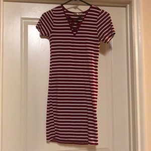 Red and white stripped dress